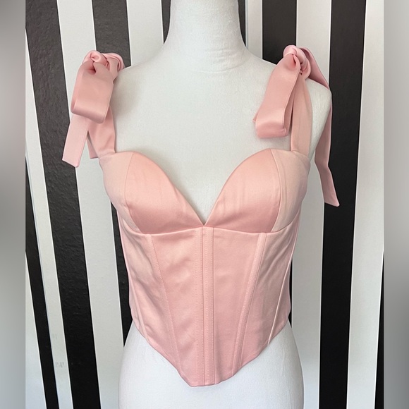 Pink Sweetheart Neck Shoulder Tie Corset Top - NWT - Picture 4 of 7